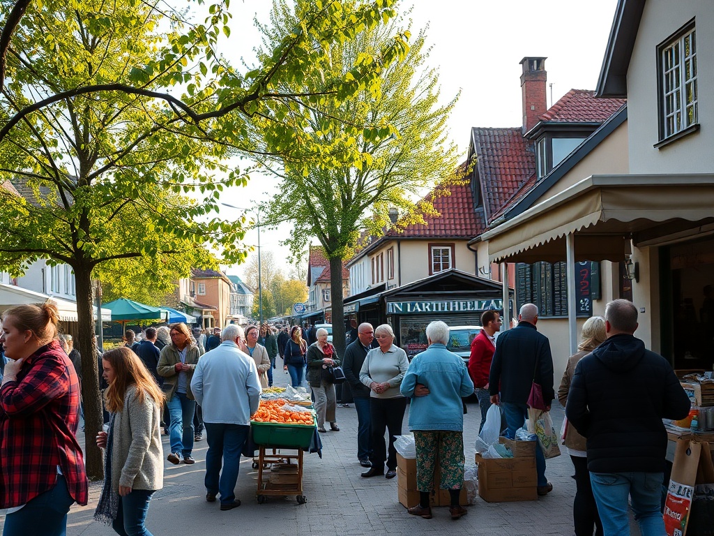 Ilustracja przedstawiająca zielone drzewa i symbole ekologii na tle miasta Sulmierzyce.