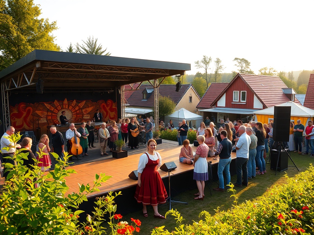 Uroczystości majówkowe w Sulmierzycach – mieszkańcy i goście bawiący się na rynku miejskim podczas festynu.